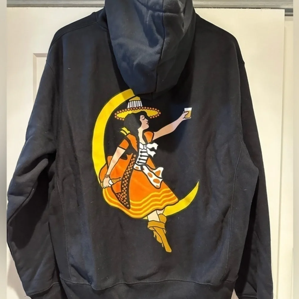 Miller Highlife Girl on the Moon Black Hooded Sweatshirt Size Medium - Picture 3 of 8